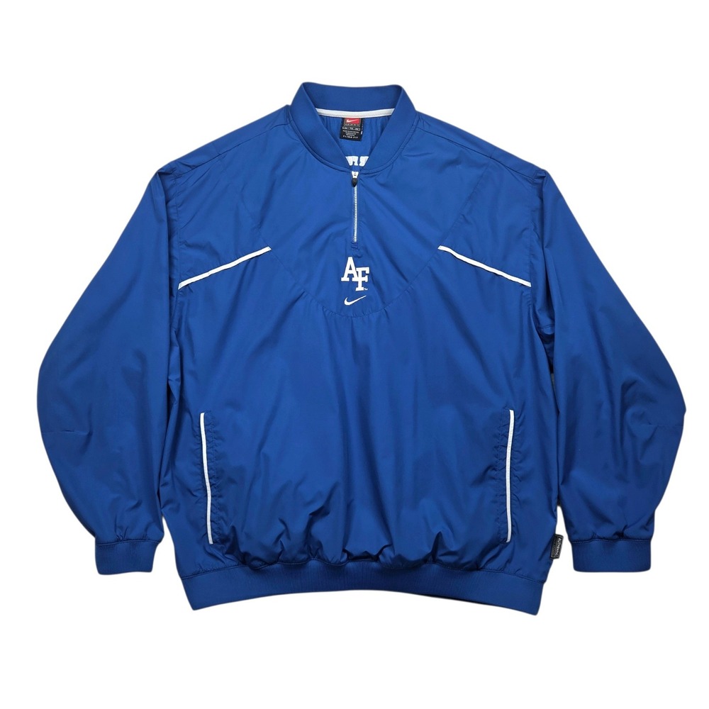 Vintage Y2K Nike Air Force Pullover Jacket Men XL Blue Center Swoosh Quarter Zip